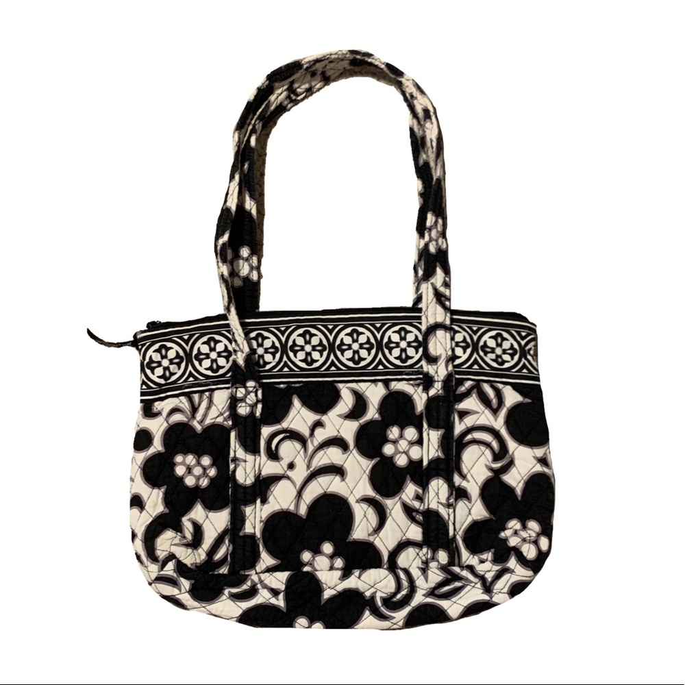 Vera Bradley black and white quilted floral tote bag